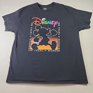Disney 100 Years of Wonder Mickey Mouse XL Short Sleeve T Shirt Unisex Black Top